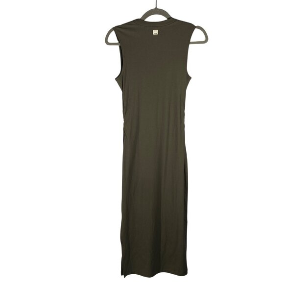 Vuori Pose Sands Ribbed stretch Sleeveless Midi Dress Oregano Olive active athle - Picture 4 of 11